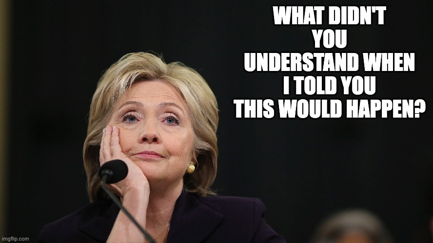 hillary | WHAT DIDN'T YOU UNDERSTAND WHEN I TOLD YOU THIS WOULD HAPPEN? | made w/ Imgflip meme maker