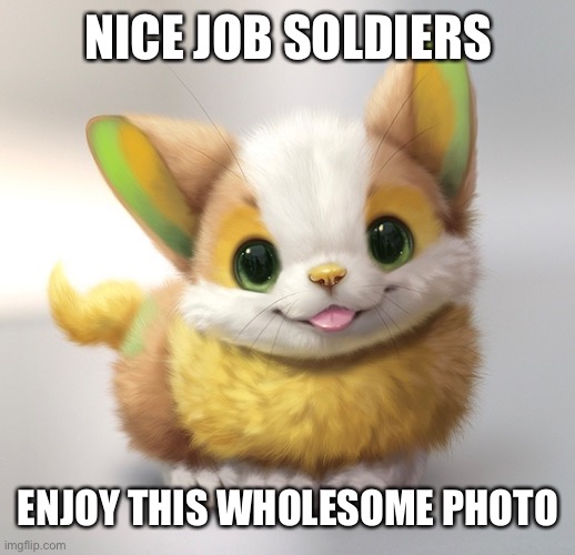Look at the Skrumkly | NICE JOB SOLDIERS; ENJOY THIS WHOLESOME PHOTO | made w/ Imgflip meme maker