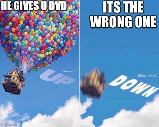 Up and Down | HE GIVES U DVD ITS THE WRONG ONE | image tagged in up and down | made w/ Imgflip meme maker