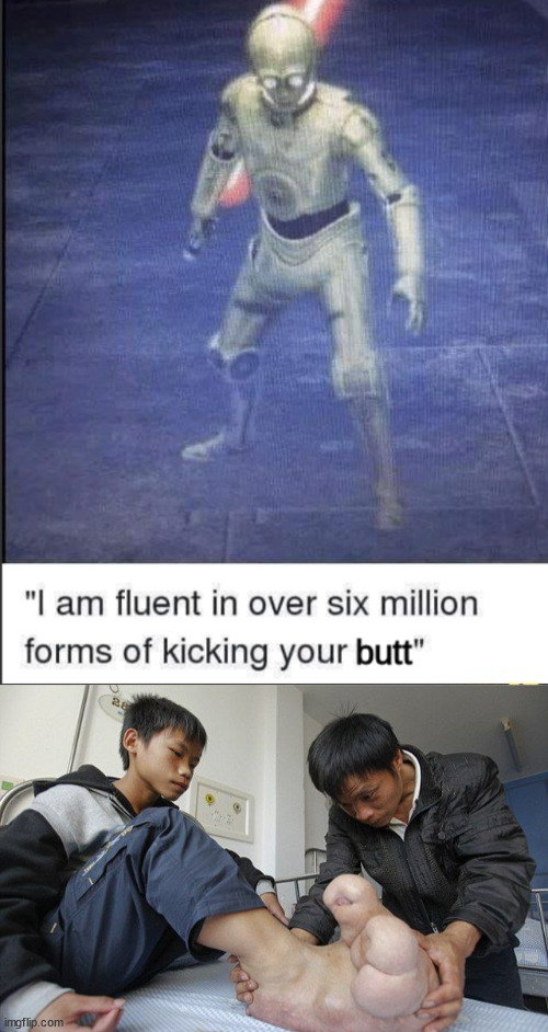 image tagged in i am fluent in over six million forms of kicking your butt,gross | made w/ Imgflip meme maker