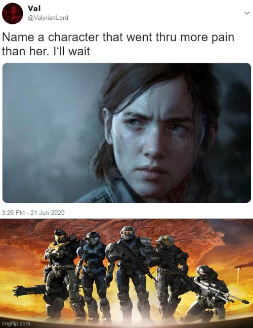 R.I.P. Noble Team | image tagged in name a character that went thru more pain than her i'll wait,halo | made w/ Imgflip meme maker