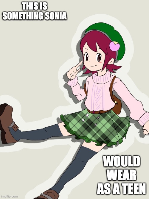 Sonia Strumm New Attire | THIS IS SOMETHING SONIA; WOULD WEAR AS A TEEN | image tagged in megaman,megaman star force,sonia strumm,memes | made w/ Imgflip meme maker