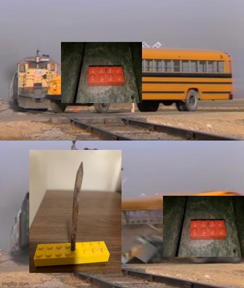 Tetanus for days | image tagged in a train hitting a school bus | made w/ Imgflip meme maker