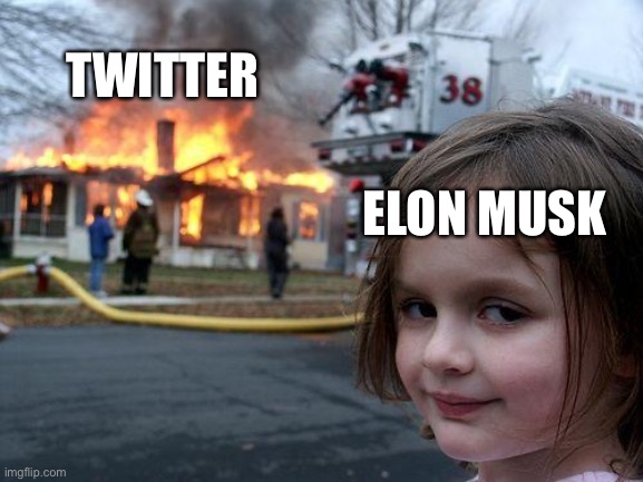 Disaster Girl | TWITTER; ELON MUSK | image tagged in memes,disaster girl | made w/ Imgflip meme maker