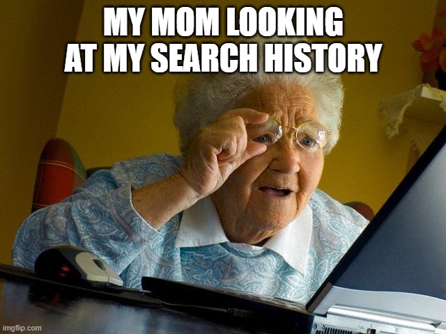 Grandma Finds The Internet Meme | MY MOM LOOKING AT MY SEARCH HISTORY | image tagged in memes,grandma finds the internet | made w/ Imgflip meme maker