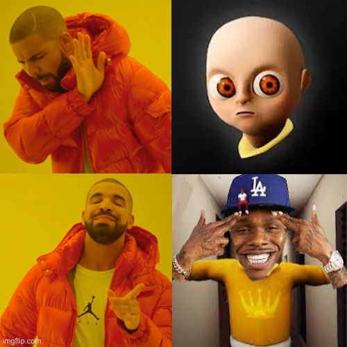 Da Baby In Yellow | image tagged in memes,drake hotline bling | made w/ Imgflip meme maker