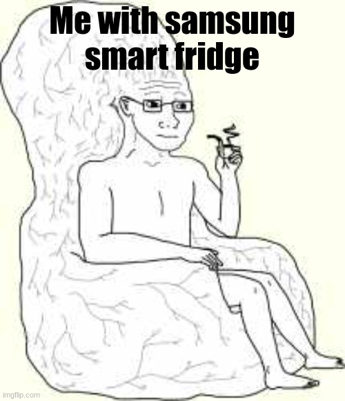 Big Brain Wojak | Me with samsung smart fridge | image tagged in big brain wojak | made w/ Imgflip meme maker
