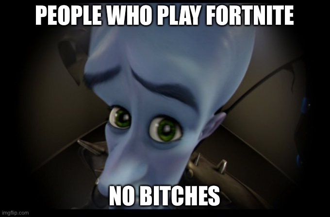 Megamind Peeking | PEOPLE WHO PLAY FORTNITE; NO BITCHES | image tagged in megamind no bitches | made w/ Imgflip meme maker