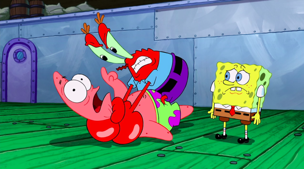 Mr Krabs Strangling Patrick in HD Blank Meme Template