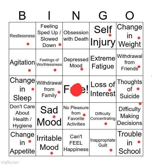 depression bingo 1 | image tagged in depression bingo 1 | made w/ Imgflip meme maker