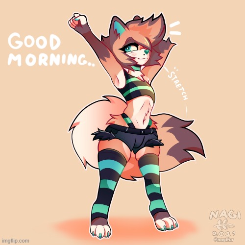 By nagifur | image tagged in furry,femboy,cute,good morning | made w/ Imgflip meme maker