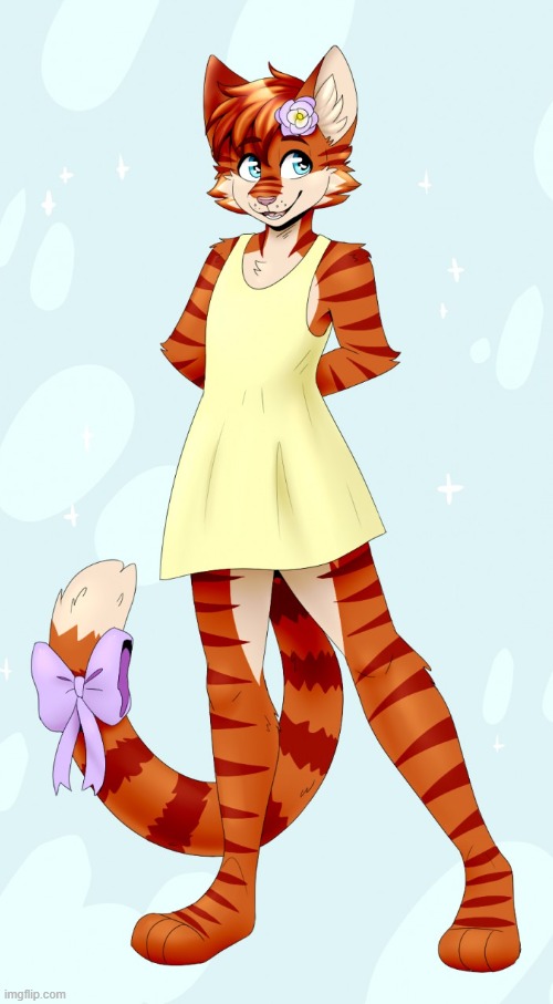 OwO (By Fleurfurr) | image tagged in furry,femboy,cute,dress,adorable | made w/ Imgflip meme maker