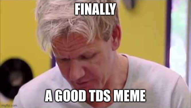 finally some good food | FINALLY A GOOD TDS MEME | image tagged in finally some good food | made w/ Imgflip meme maker