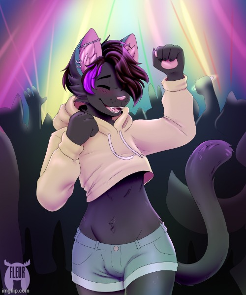 Party (By Fleurfurr) | image tagged in furry,femboy,cute,hoodie,party | made w/ Imgflip meme maker