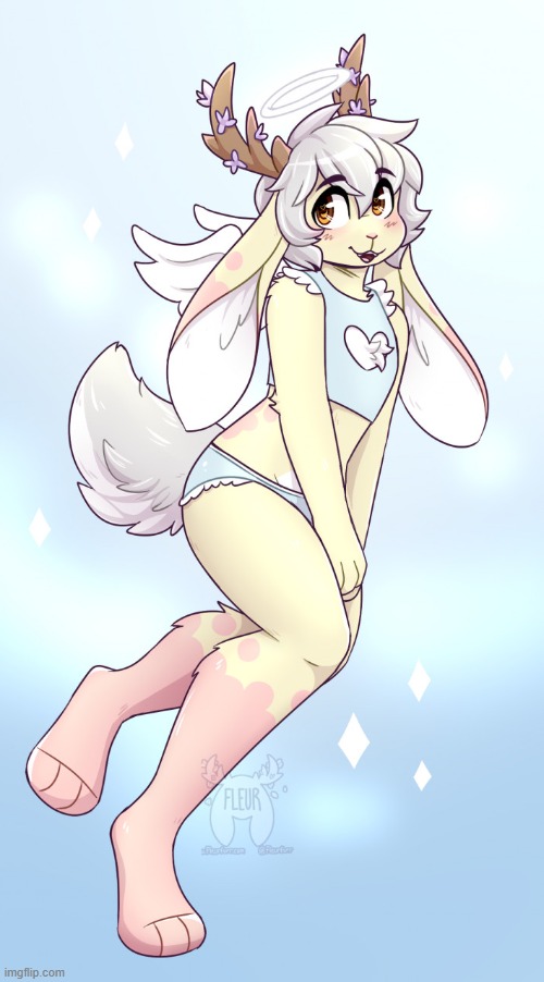 Little angel ^w^ (By Fleurfurr) | image tagged in furry,femboy,cute,adorable,angel | made w/ Imgflip meme maker