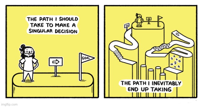 Decisions are never that simple | image tagged in comics,decisions,life,choice,funny memes,relatable | made w/ Imgflip meme maker