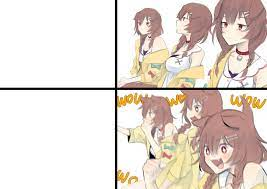 anime girls bored to excited Blank Meme Template
