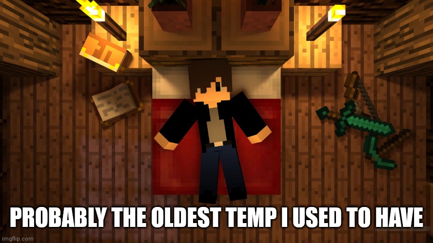Chrom Ender sleeping | PROBABLY THE OLDEST TEMP I USED TO HAVE | image tagged in chrom ender sleeping | made w/ Imgflip meme maker