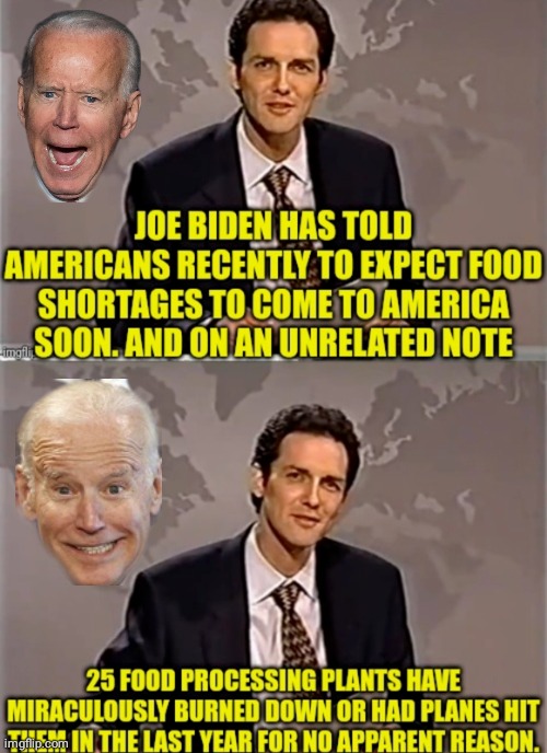 Norm McDonald's weekend uodate food fires and shortagescć | image tagged in joe biden | made w/ Imgflip meme maker