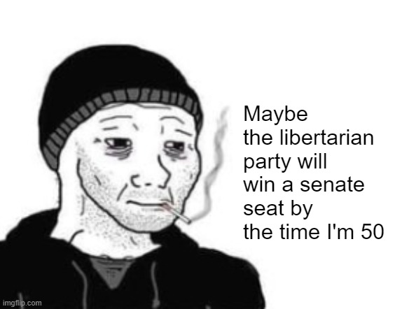 Maybe the libertarian party will win a senate seat by the time I'm 50 | made w/ Imgflip meme maker