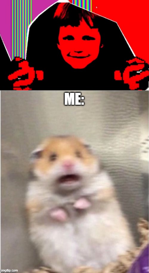 dig dug.exe is scary | ME: | image tagged in scared hamster | made w/ Imgflip meme maker