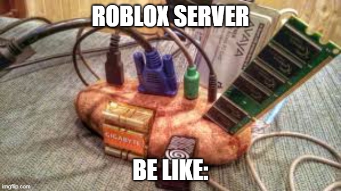 potato server | ROBLOX SERVER; BE LIKE: | image tagged in potato server | made w/ Imgflip meme maker