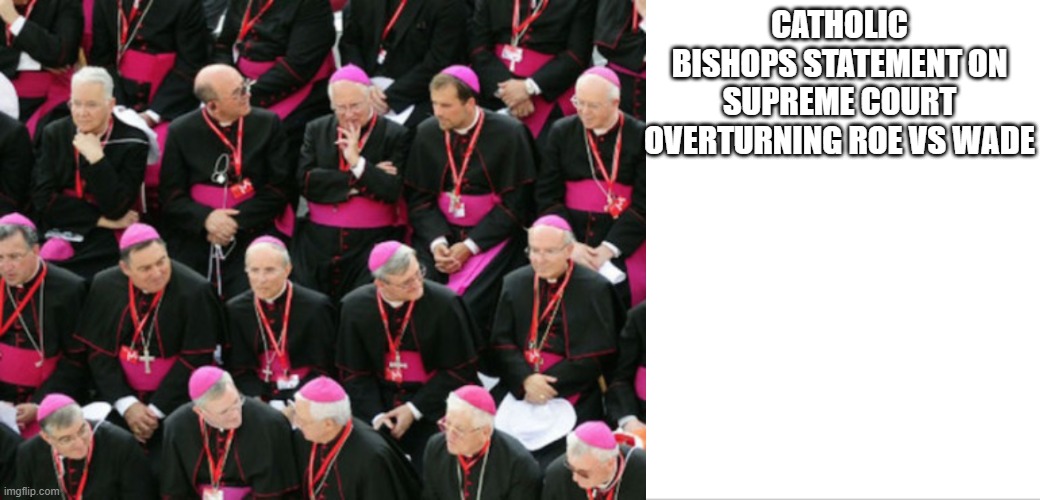 Catholic Bishops on Roe vs wade decision | CATHOLIC BISHOPS STATEMENT ON SUPREME COURT OVERTURNING ROE VS WADE | image tagged in blank white template | made w/ Imgflip meme maker