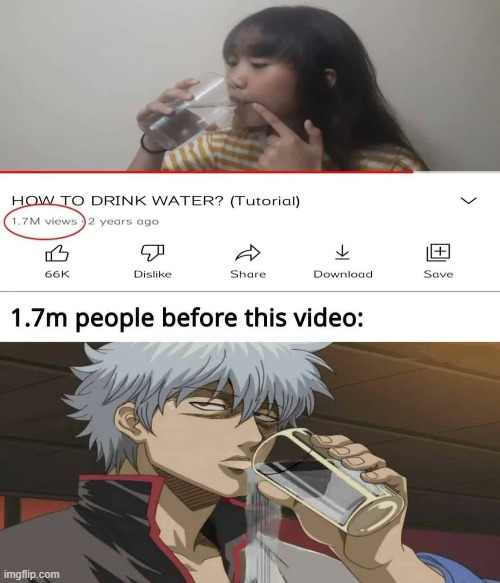this beautiful tutorial taught 1.7 MILLIION people how to drink water. AND THE REWARD GOES TO..... | made w/ Imgflip meme maker