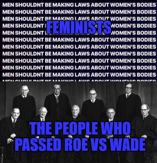 Know Your History | FEMINISTS; THE PEOPLE WHO PASSED ROE VS WADE | image tagged in roe vs wade,supreme court | made w/ Imgflip meme maker