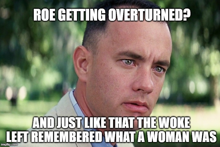 WOKE Left Remembers What a Woman Is | ROE GETTING OVERTURNED? AND JUST LIKE THAT THE WOKE LEFT REMEMBERED WHAT A WOMAN WAS | image tagged in memes,and just like that | made w/ Imgflip meme maker