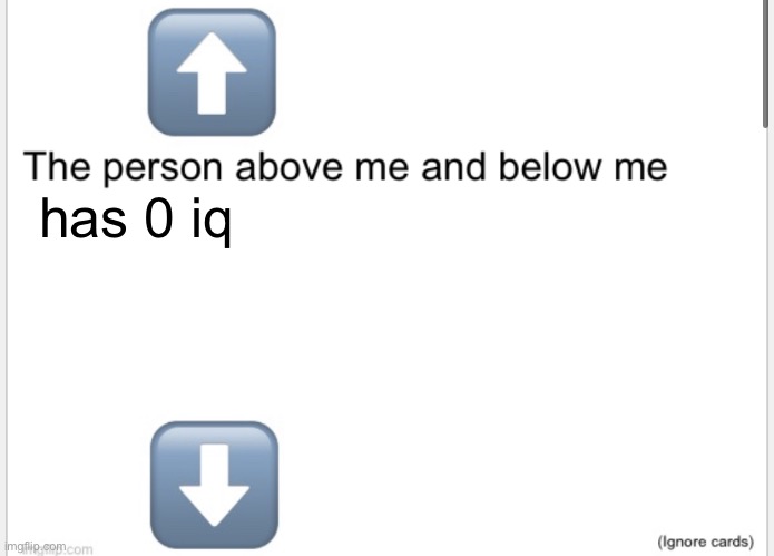 Person above below | has 0 iq | image tagged in person above below | made w/ Imgflip meme maker