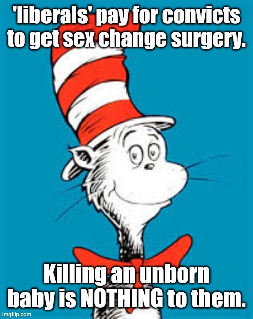 obiden - Shat in the Hat | 'liberals' pay for convicts to get sex change surgery. Killing an unborn baby is NOTHING to them. | image tagged in obiden - shat in the hat | made w/ Imgflip meme maker