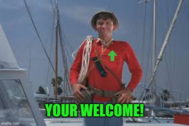 Gilligan | YOUR WELCOME! | image tagged in gilligan | made w/ Imgflip meme maker