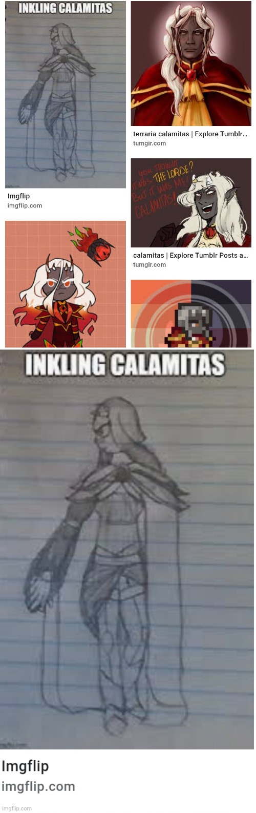 Still my favorite art from Legend, If you can please make a drawing of Inkmatas and Inkling Calamitas taking a pic pls | made w/ Imgflip meme maker