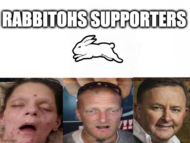Rabbitohs Supporters | RABBITOHS SUPPORTERS | image tagged in anthony albanese,labor party,meanwhile in australia,nrl,australia,rabbitohs | made w/ Imgflip meme maker