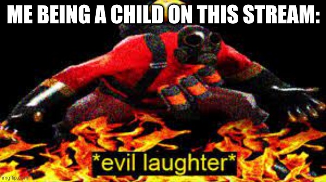 *evil laughter* | ME BEING A CHILD ON THIS STREAM: | image tagged in evil laughter | made w/ Imgflip meme maker