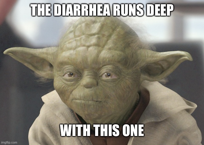 The Diarrhea | THE DIARRHEA RUNS DEEP; WITH THIS ONE | image tagged in the __ is strong with this one,yoda,diarrhea | made w/ Imgflip meme maker