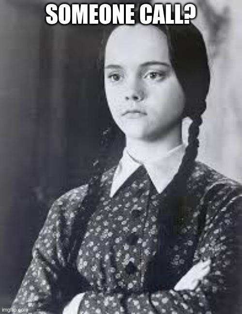 Wednesday Addams | SOMEONE CALL? | image tagged in wednesday addams | made w/ Imgflip meme maker