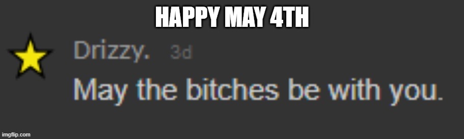 May the bitches be with you | HAPPY MAY 4TH | image tagged in may the bitches be with you | made w/ Imgflip meme maker