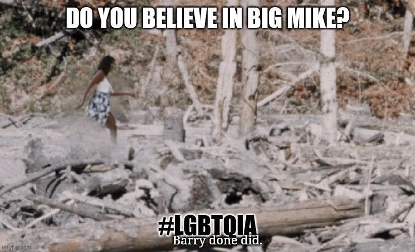 "We All Know. It's OK." ;) - the late Joan Rivers | DO YOU BELIEVE IN BIG MIKE? #LGBTQIA; Barry done did. | image tagged in bigfoot,michelle obama,barack obama,lgbtq,transgender,the great awakening | made w/ Imgflip meme maker