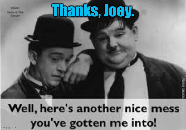 Thanks, Joey. | made w/ Imgflip meme maker