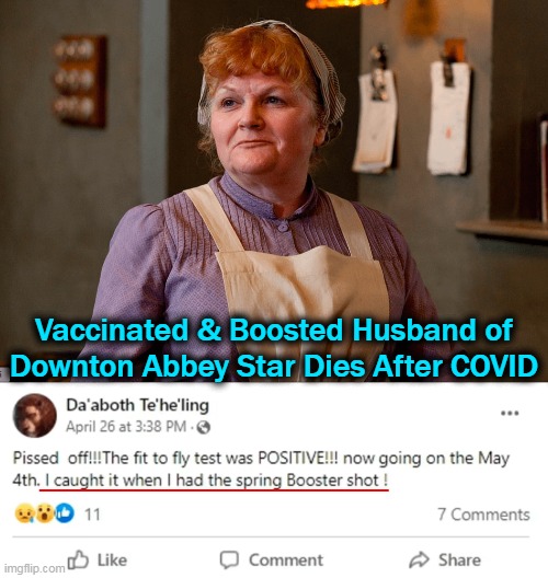 How many "coincidences" until it is no longer "coincidental"? | Vaccinated & Boosted Husband of
Downton Abbey Star Dies After COVID | image tagged in politics,to jab or not to jab,covid vaccine,coincidence i think not,stop the insanity,side effects | made w/ Imgflip meme maker