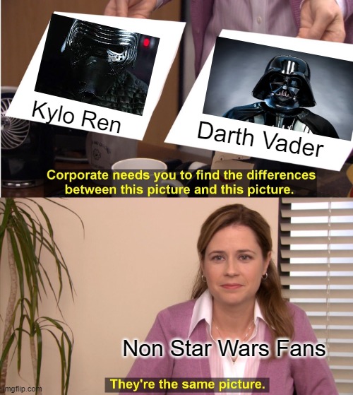 They're The Same Picture Meme | Kylo Ren; Darth Vader; Non Star Wars Fans | image tagged in memes,they're the same picture | made w/ Imgflip meme maker