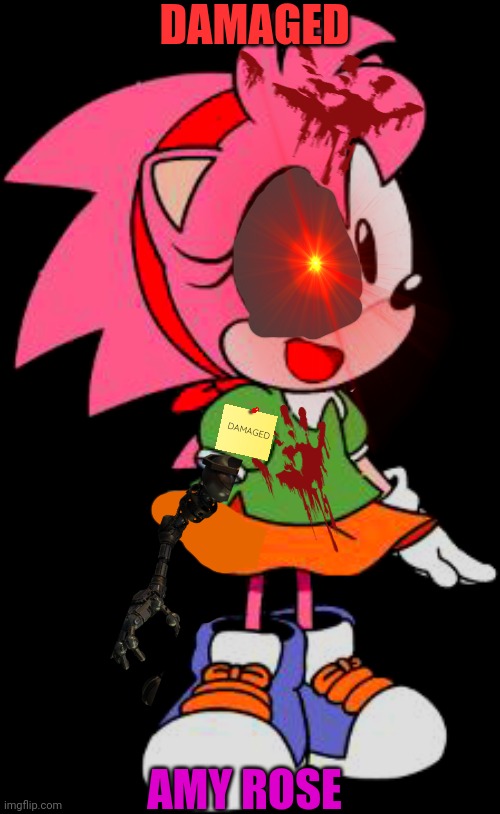 Damaged Amy Rose | DAMAGED; DAMAGED; AMY ROSE | image tagged in sonic mania | made w/ Imgflip meme maker