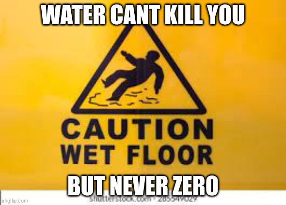never zero | WATER CANT KILL YOU; BUT NEVER ZERO | image tagged in memes | made w/ Imgflip meme maker
