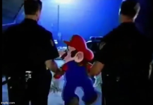 Mario has a criminal record now, WAHOO! | image tagged in mario gets arrested,mario,mario party,cursed image | made w/ Imgflip meme maker