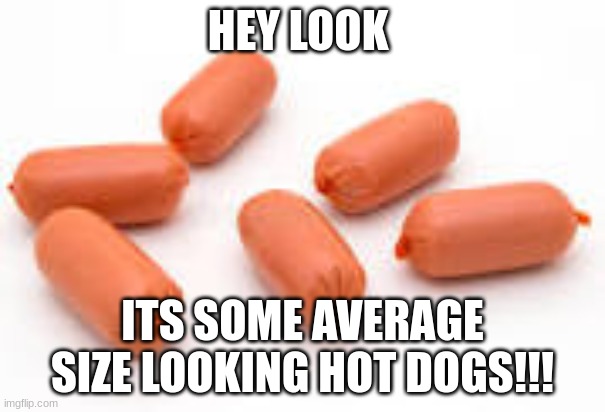 HEY LOOK; ITS SOME AVERAGE SIZE LOOKING HOT DOGS!!! | image tagged in hot dog,funny | made w/ Imgflip meme maker