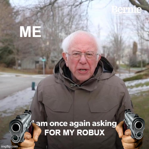 Bernie I Am Once Again Asking For Your Support Meme | ME; FOR MY ROBUX | image tagged in memes,bernie i am once again asking for your support | made w/ Imgflip meme maker