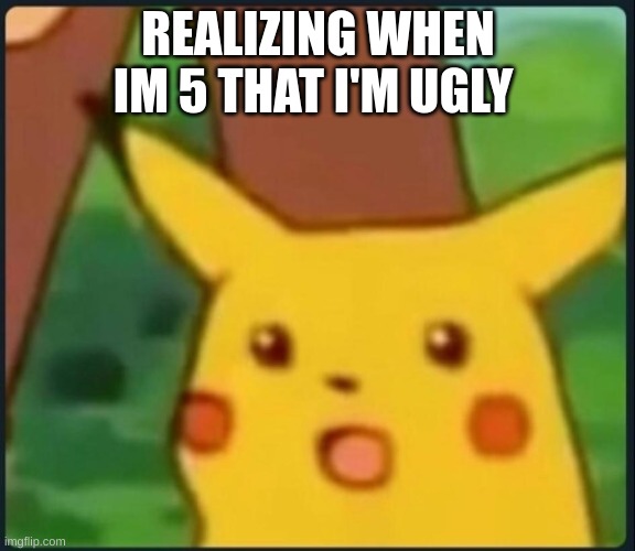 whatttttttttttttttttttttttt | REALIZING WHEN IM 5 THAT I'M UGLY | image tagged in surprised pikachu | made w/ Imgflip meme maker