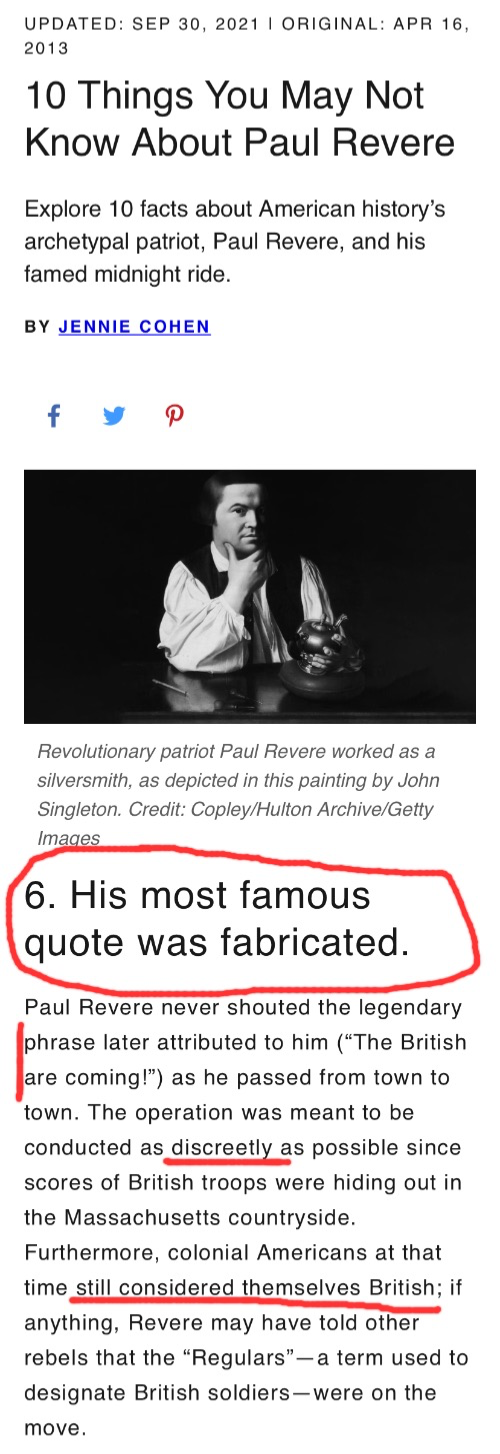 High Quality Paul Revere quote fabricated Blank Meme Template